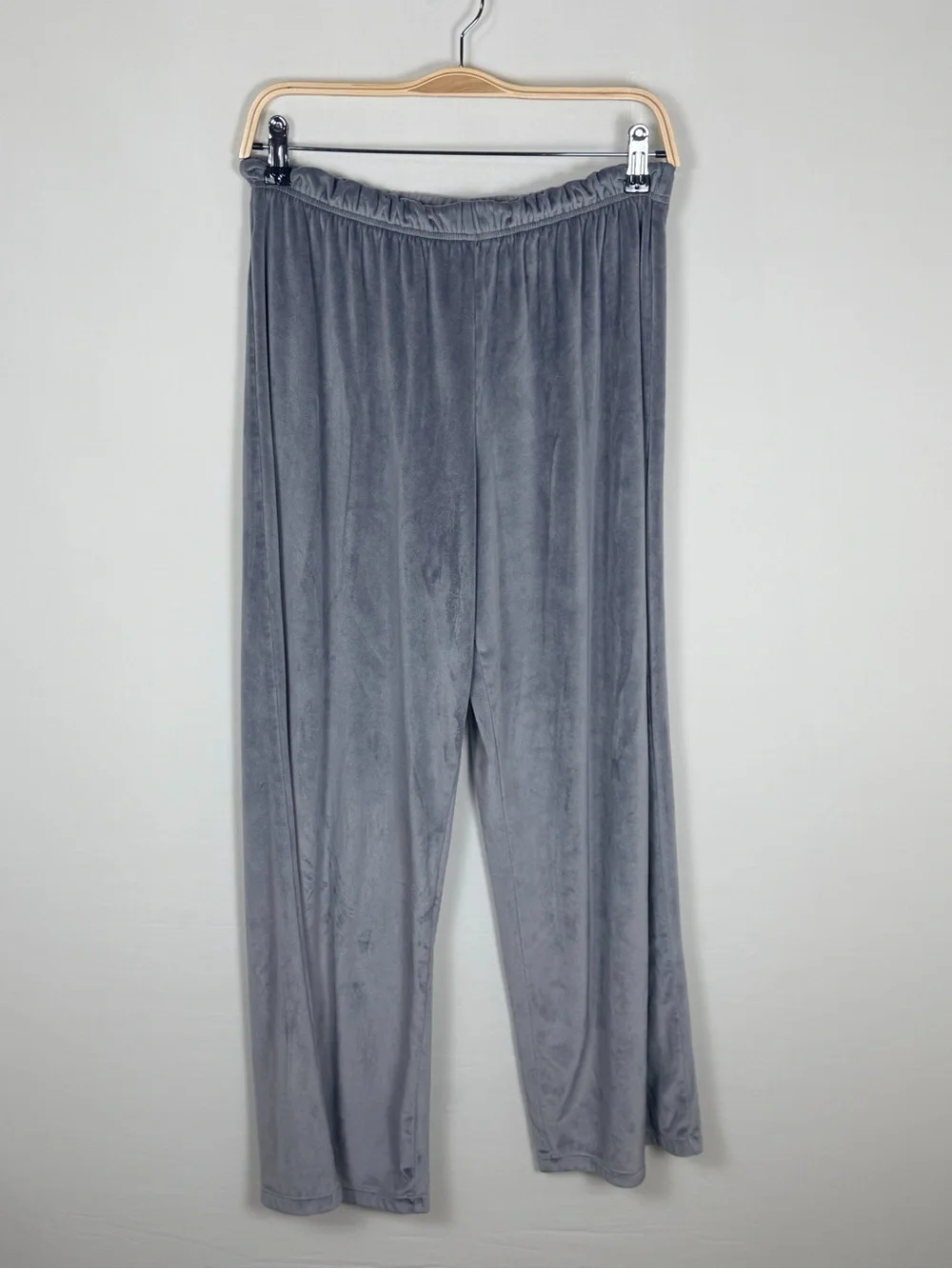 ONLY Gray Velour Wide Leg Lounge Pants Elastic Waist Soft Cozy Size M
